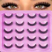 10 paires de faux cils en vison synthétique naturel et moelleux, cils 3D superposés, bande noire douce, pour maquillage quotidien et revente MIX02