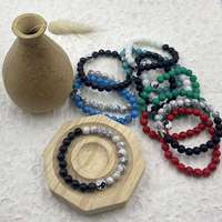 Bracelet de couple porte-bonheur en pierre volcanique noire style chinois Yin Yang Bagua Tai Chi Feng Shui, perles Wowei, vente chaude