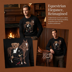 Suéter <span class=keywords><strong>de</strong></span> <span class=keywords><strong>Punto</strong></span> Grueso 7GG para <span class=keywords><strong>Hombre</strong></span>, Estilo Preppy Vintage, con Jacquard <span class=keywords><strong>de</strong></span> Oso, Diseño Retro con Estampado Animal, Mezcla <span class=keywords><strong>de</strong></span> Lana, para Invierno - Product Image 4
