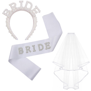 <span class=keywords><strong>Serre</strong></span>-tête de mariée en métal avec inscription BRIDE pour fête de <span class=keywords><strong>mariage</strong></span>, ensemble BRIDE - Product Image 5
