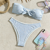 Nouvel ensemble de bikinis bandeau push-up personnalisés 2026 avec motif floral, maillot de bain deux pièces taille haute confortable pour la plage