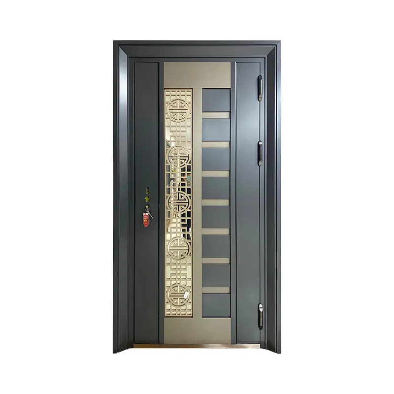 Paslanmaz çelik ön asılı ön metal modern dış güvenlik çelik kapılar