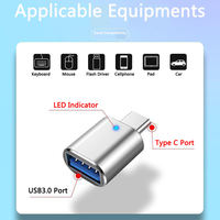 Adaptor USB 3.0 ke Type-C OTG dengan Indikator LED untuk Laptop dan Ponsel, Output DC