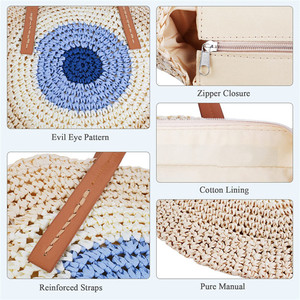 Sangle Boho Perlee Paille De Gros Sac Sunsier Tisse Noir Sacs Tisses Boheme Crossbody Straw Big Bag Du Livre A Main Verifie - Product Image 6