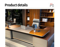 Bureau de direction moderne modulaire extensible en forme de L en bois massif pour PDG, patron, directeur avec casier de luxe