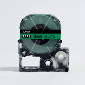 6mm שחור על ירוק קלטות תווית SC6GW/LC-2GBP 100% תואם עבור LabelWorks LW-300, LW-400,LW-600P ו LW-700
