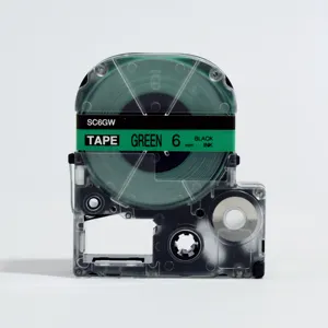 6Mm Zwart Op Groen Label Tapes SC6GW/LC-2GBP 100% Compatibel Voor Labelworks LW-300, LW-400,LW-600P En LW-700