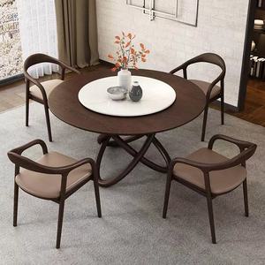 İskandinav modern yuvarlak yemek masası iki katmanlı lüks ceviz meşe tik ahşap kapı yemek masası s - Product Image 3