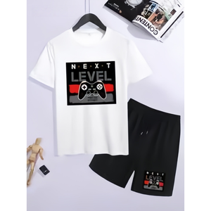 Customized logo Summer High-quality <b>Polyester</b> <b>Fiber</b> Men's Sportswear Top and Shorts - Product Image 2