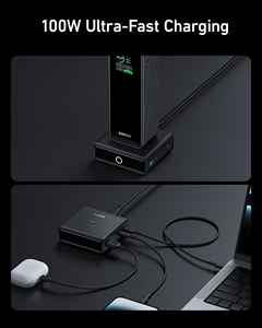 Base de charge <span class=keywords><strong>Anker</strong></span> 100W pour la batterie externe <span class=keywords><strong>Anker</strong></span> Prime, chargeur de bureau rapide à connecteur magnétique Pogo Pin, station d'accueil GaN à 3 ports - Product Image 6