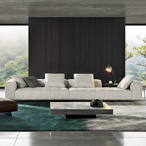 Canapé d'angle carré Minottii Freeman à trois places en cuir véritable, moderne et minimaliste, meubles de luxe sur mesure, 80% d'économies - Product Image 1