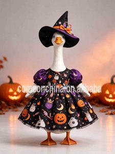 Déguisement de Halloween pour oie de porche, plusieurs styles, ensemble sorcière, pour extérieur, jardin, pelouse, décoration de statue d'oie de porche de 23 pouces - Product Image 2
