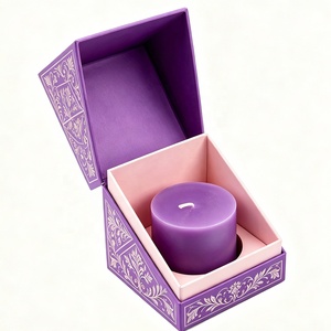 Cajas de Regalo para Velas de Papel Ecológico Color Morado, Cajas de Cartón Personalizadas para Velas de Lujo con Inserto - Product Image 3