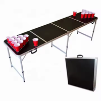 Table de beer pong portable et pliable de 8 pieds, personnalisable, en métal, avec trous, mobilier d'extérieur pour usage hôtelier