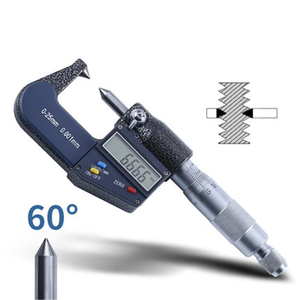 0-25 मिमी 30/60 डिग्री डिजिटल दोहरी इंगित माइक्रोमीटर 0.001 मिमी विशेष मापने सिर बाहरी व्यास माइक्रोमीटर ट्यूब दीवार मोटाई - Product Image 3