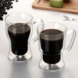 Warmte-Proof Dubbele Wand Glas Hittebestendig Amerikaanse Latte Koffie Mok