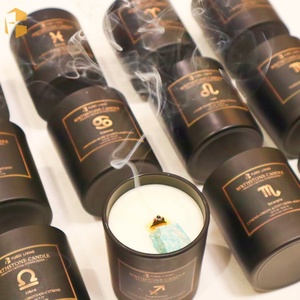 Bougie en cire de soja infusée de cristaux, parfum d'intérieur naturel à l'huile essentielle, fabrication artisanale, étiquette privée en gros, signe du zodiaque - Product Image 6