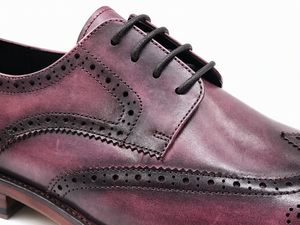 Chaussures Richelieu pour Hommes en Cuir Véritable Bicolore Violet, à Lacets, Bout Rond, Perforées, pour le Bureau, les Affaires et les Mariages - Product Image 6