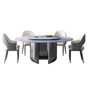 High-end di lusso moderno tavolo da pranzo rotondo Set in acciaio al carbonio sedia <span class=keywords><strong>e</strong></span> tavolo combinazione Design - Product Image 4