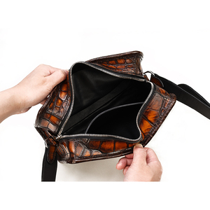 Bolso de Mano para Hombre Zenos de Cuero Genuino con Patrón de Cocodrilo Retro, Duradero, Moderno, para Viajes y Uso Diario, Portátil, Tipo Bandolera - Product Image 6