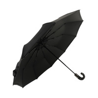 Vente en gros semi-automatique classique manche en bois triple imperméable tissu nylon 190T parasol hommes cadeau d'affaires parapluies