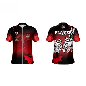 Camisa de dardos personalizada, camisa de design com logotipo de impressão de alta qualidade para clube e dardos com bolso