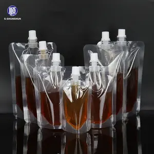 Custom wholesale recyclable Stand up Spout Pouch Juice Clear Drinking Water Bags Drink Pouch With Nozzle