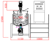 Cuve de mélange de 500 L pour la fabrication de shampoing avec agitateur à grattoir et homogénéisateur de fond pour savon liquide, lotion, détergent