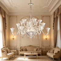 Lustre en cristal de luxe de style européen, luminaires transparents de style médiéval, décoration moderne pour la maison et les mariages, lustre en verre