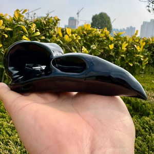 Calaveras de Cuervo Talladas a Mano en Obsidiana Natural, Decoración de Cristal Reiki, Decoración para el Hogar, Tallado en Sombra - Product Image 2