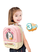 Ensemble de jeu d'imitation en plastique pour filles avec valise de transport et coiffeuse, sac d'école gonflable pour enfants d'âge préscolaire