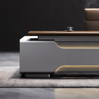 Bureau de direction moderne haut de gamme de luxe italien, en placage de noyer de qualité E0, MDF, bureau modulaire de grande taille pour immeuble de bureaux