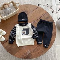 Ensemble Bébé Garçon Angou RTS 6M-3Y – Pull, Pantalon et Faux Blouson à Motifs de Dessins Animés pour Enfants