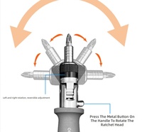 Tournevis à cliquet multifonctionnel à poignée en plastique réglable en plusieurs positions, de qualité industrielle, pour une utilisation domestique