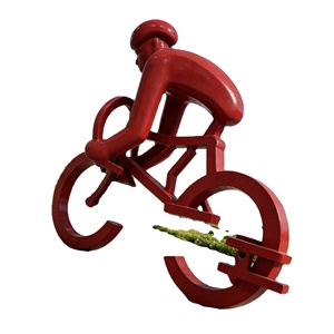 Escultura de Ciclista de Fibra de Vidrio Personalizada, Modelo de Dibujos Animados, Estatua Deportiva de Bicicleta Roja con Recubrimiento UV para Decoración de Parques y Estadios - Product Image 1