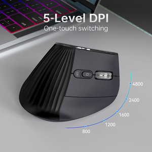 Ratón ergonómico vertical 6D con clic silencioso, inalámbrico BT, retroiluminación RGB, óptico, para diestros, con rueda de velocidad. - Product Image 5