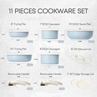 11 pièces ustensiles de cuisine antiadhésifs poignée détachable/amovible Induction aluminium casseroles et poêles en céramique ensemble allant au four