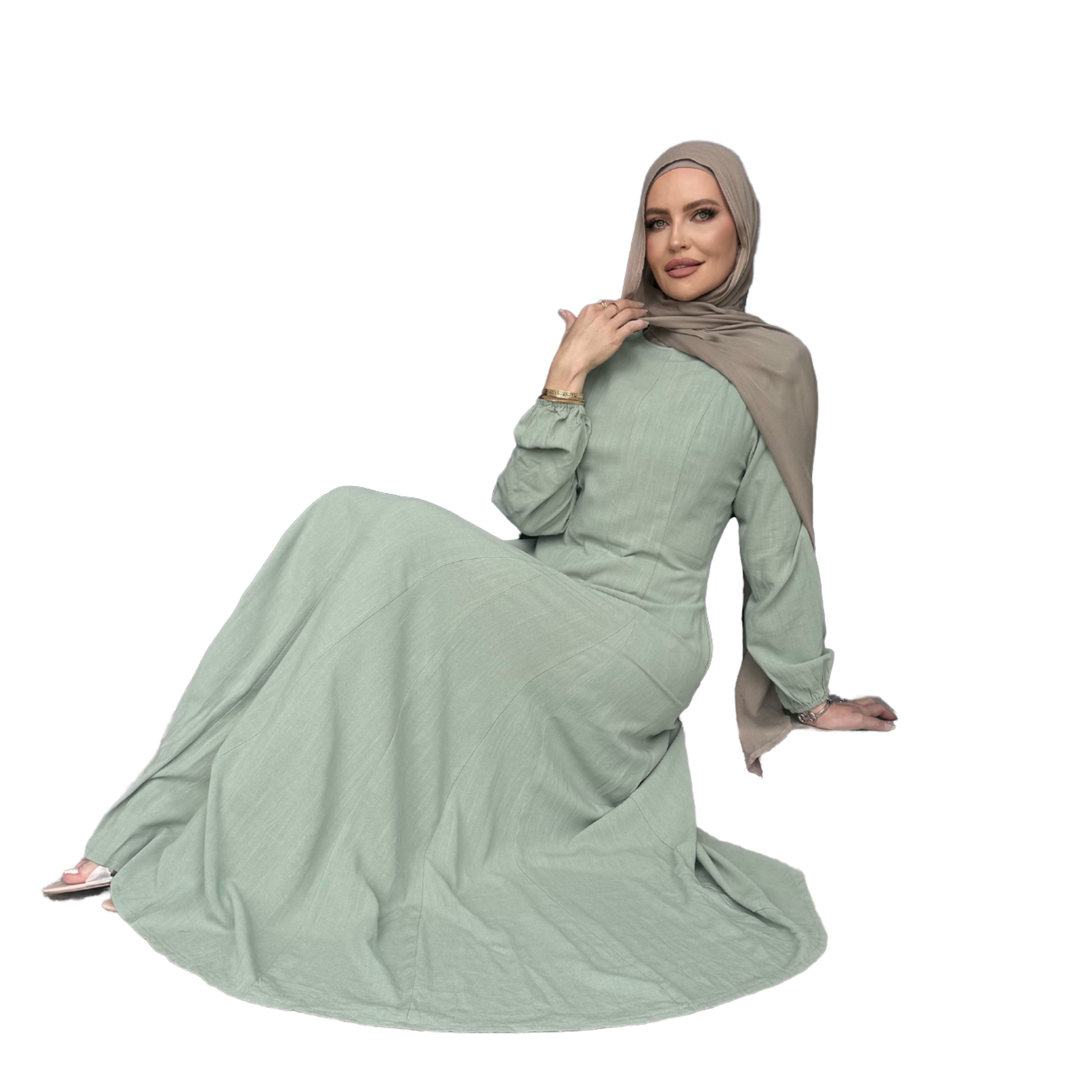 linen muslim dress WhiteNur Linen Maxi Dress