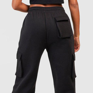 High Quality Wide Leg Sweatpants Womens Custom 350gsm Cargo Sweatpants Joggers With Pockets - Product Image 5