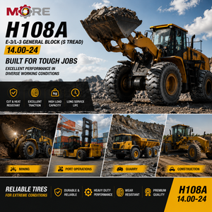 ยาง MORE H108A 14.00-24 OTR 32PR TL Rock Bias E3 ใหม่ สำหรับรถเกรดเดอร์ HONGHUA  งานก่อสร้างเหมือง  รับน้ำหนัก 10500 กก. - Product Image 2