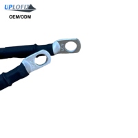 Câble de démarrage industriel noir de calibre 4, 24 pouces, paire de câbles de batterie 25 mm EVR avec bornes annulaires en cuivre de 3/8 pouces, 1500 V, 120 A