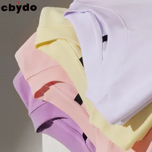 Cbydo 220g Macaron Colored Pearl Land Blank White Tshirt High Quality Oversized Streetwear Custom T Shirt For Men