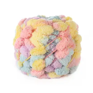 Hand Knitted Blankets Chenille Pom Pom Is a Chunky Ball Bead Yarn with High Quality No Shedding 100% Polyester GOOD DTY Dyed 48F