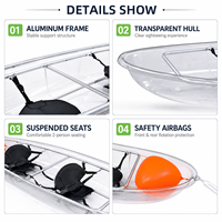 Perahu Transparan 2 Orang dengan Rangka Aluminium untuk Hotel, Resort, Sewa Wisata, dan Pembeli Grosir