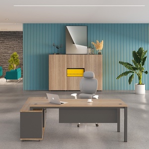 Modern China Office Furniture Convertible MDF Wooden L-Shape Office <b>Desk</b> and Side <b>Table</b> Escritorio De Oficina - Product Image 1