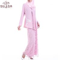 Kemeja Kedua 2020 Fashion Stripe Beauty Kebaya China Manxun Supplier Lace Floral Print Baju Kurung Satin