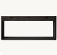 Table console en chêne minimaliste luxueuse avec tiroirs, design contemporain pour le rangement du salon de villa et d'hôtel