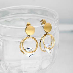 Bonne vente Design mode boucles d'oreilles créoles femmes Zircon déclaration boucles d'oreilles argent et or boucles d'oreilles - Product Image 1