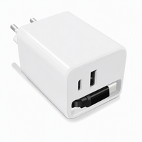 Chargeur rapide 65W avec câble rétractable, prise EU, chargeur mural USB-C PD3.0 pour montre connectée, ordinateur portable, tablette, téléphone portable