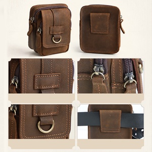 Pochette de ceinture vintage en cuir véritable pour homme, sac banane en cuir de vachette pleine fleur, étui de téléphone EDC, organisateur, vente en gros - Product Image 5